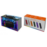 Колонка (С 74903) Bluetooth, type-c, usb та aux роз’єм, aux кабель, слот для tf-картки, вбудований акулятор, підсвічування, в коробці, видається ті