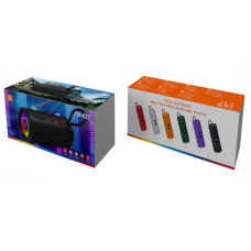 Колонка (С 74903) Bluetooth, type-c, usb та aux роз’єм, aux кабель, слот для tf-картки, вбудований акулятор, підсвічування, в коробці, видається ті