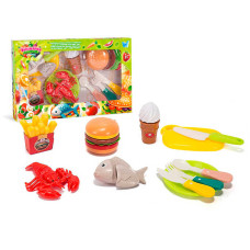 Набір продуктів WToys Кулінарна фантазія (77930) 18 елементів, на липучках, дошка для нарізки, ніж, посуд