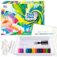 Ебру арт (87752) 4fun game club, 12 пігментів, порошок каррагінану, 10 аркушів акварельного паперу, інструменти, у коробці
