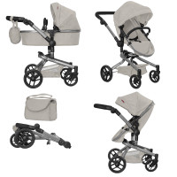 Коляска для ляльки 2в1 CARRELLO FORTUNA 9695 LIGHT GREY з сумкою метал.кор.54,5*14,5*38,5