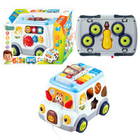 Музичний бізібус 45585 (12) “WToys”, 2 види, ОЗВУЧ. УКР. МОВОЮ, каталка, світло, пісні, ноти, мелодії, кілька режимів, сортер, шестерні, в коробці