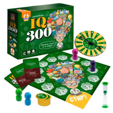 Гра настільна розважальна IQ300 (VT8055-46) vladi toys, гральне поле, 50 карток, 9 жетонів, 4 пішаки, колесо фортуни, пісочний годинник, в ко