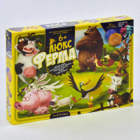 Гра велика настільна Ферма ЛЮКС (G-FL-UA-01-02 G-FL-01-02 УКР.) danko toys, поле, фішки, фігурки, 12-ти гранні кубики, в коробці