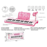 Синтезатор (6652) 37 клавіш, мікрофон, вбудов. акум., bluetooth, звуки, мелодії, usb-aux кабель, регулювання гучності, функція запису, в коробці