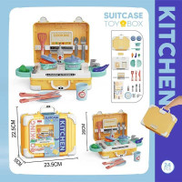 Кухня (8 ht 05) продукти, пательня, каструлька, плита, мийка, столові прибори та кухонне приладдя, наліпки, у валізі