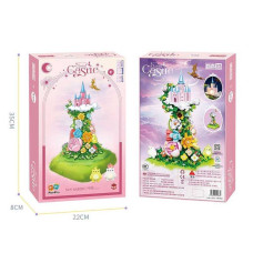 Конструктор Cloud castle (643001) 986 деталей, підсвічування, заводний музичний механізм, платформа обертова, 2 ігрові фігурки
