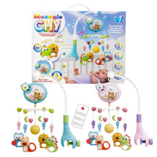 Карусель (46666) 2 види, wtoys, озвуч. укр. мовою, пульт, брязкальця-підвіски, колискові, проєкція, світло, оберти, таймер, в коробці, мікс видів