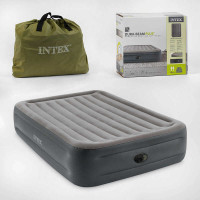 Матрац велюровий Intex (64126 NP/ND) 152х203/206х46 см, вбудований електричний насос, двоспальний