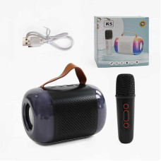 Караоке (С 72105) 1 мікрофон, підсвічування, слот для tf card, bluetooth, usb-type-c кабель, aux-роз’єм, колонка, зміна голосу, в коробці