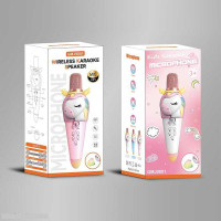 Мікрофон (GMJ 9801) 2 види, type-c, bluetooth, зміна голосу, динамік, aux, роз’єм для tf карти, підсвічування, в коробці