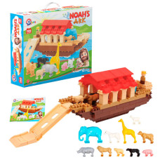 Конструктор (1348) technok toys, 190 деталей, 10 фігурок тварин, 1 фігурка ноя, в коробці
