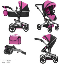 Коляска для ляльки 2в1 Carrello Fortuna 9695 ROSE RED
