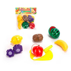 Набір продуктів “кулінарна фантазія” Wtoys (556644) 14 елементів, фрукти на липучках, дошка для нарізання, ніж, у пакеті