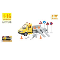 Спецтехніка WY 593 A (24) звуки транспорту, підсвічування, інерція, масштаб 1:16, гумові шини, двері відчиняються, відкидний кузов, в коробці
