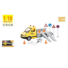 Спецтехніка WY 593 A (24) звуки транспорту, підсвічування, інерція, масштаб 1:16, гумові шини, двері відчиняються, відкидний кузов, в коробці