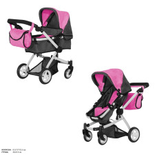 Коляска для ляльки 2в1 CARRELLO MAESTRO 9651B ROSE RED BLACK з сумкою