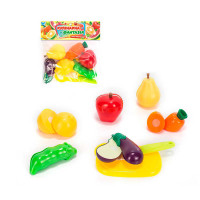 Набір продуктів “кулінарна фантазія” Wtoys (556622) 14 елементів, овочі та фрукти на липучках, дошка для нарізання, ніж, у пакеті