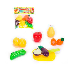 Набір продуктів “кулінарна фантазія” Wtoys (556622) 14 елементів, овочі та фрукти на липучках, дошка для нарізання, ніж, у пакеті