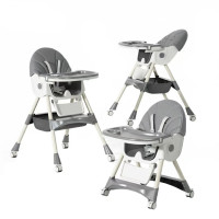 Стільчик для годування Kidoro One (ST-6540) Dark Grey, з екошкіри на колесах