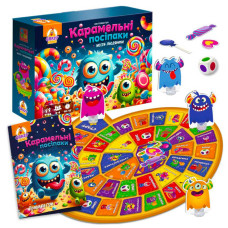 Гра настільна маршрутна Карамельні посіпаки (VT8055-45) vladi toys, гральне поле, 16 жетонів, 4 фігурки котів, 4 підставки, в коробці