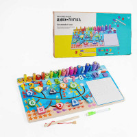 Логічна дерев'яна дошка WToys Чудо-логіка Цифри (47699 №2) магнітна рибалка, пальчиковий лабіринт, дошка для малювання