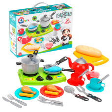 гр Набір посуду 3366 (5) "Technok Toys", 31 предмет, плита, чайник, посуд, муляжі їжі, в коробці