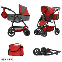 Коляска для ляльок 2В1, CARRELLO AVANTI + СУМКА, 69*43*73 СМ, 9662 RED