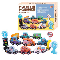Магнітні машинки (49325) wtoys, дерев’яні, в коробці