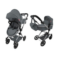 Коляска для ляльки 2в1 CARRELLO ALFA 9707 GREY з сумкою метал.кор.51*15,5*39,5