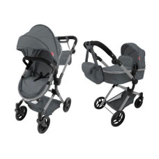 Коляска для ляльки 2в1 CARRELLO ALFA 9707 GREY з сумкою метал.кор.51*15,5*39,5