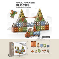 Конструктор магнітний (9904) 100 деталей, платформи з колесами