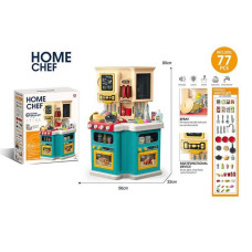 Кухня (922-164) 77 елементів, розмір: 56х32х80 см, парогенерація, автоматична подача води, підсвічування, звуки, продукти, посуд, крейда, в коробці
