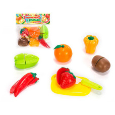 Набір продуктів “кулінарна фантазія” Wtoys (557788) 14 елементів, овочі та фрукти на липучках, дошка для нарізання, ніж, у пакеті