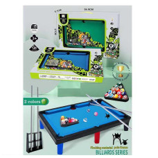 Більярд (A 9904) розмір платформи: 41х28 см, кіш, 15 куль, кіш, більярдний трикутник, 6 лунок, 2 киї, підставка для київ, в коробці
