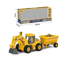 Спецтехніка WD 103 A (24) “Екскаватор”, звуки, підсвічування, інерція, масштаб 1:16, рухливий ківш, гумове покриття коліс, причеп, в коробці