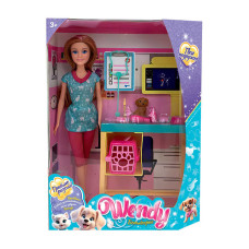 Лялька Wendy Вітрач (73838) висота 30 см, оглядовий стіл, перенесення, фігурка собачки, аксесуари