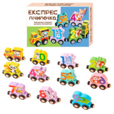 Потяг магнітний Wtoys (c  42391 / 73218) дерев`яна, магнітне з`єднання, 11 вагонів, в коробці