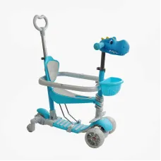 Самокат 5в1 P-92401 (1) Best Scooter, з ДОП. КОЛЕСАМИ, захисний бампер, PU колеса зі світлом, в коробці