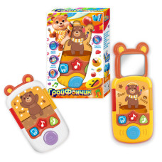Телефон Грайфончик (80603) wtoys, 2 кольори, озвучування українською мовою, звук, підсвічування, казки, пісні, висувне дзеркальце, в коробці