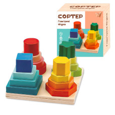 Геометричний сортер Wtoys (36801) дерев’яний, 12,5х12,5 см, в коробці