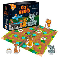 Гра настільна маршрутна Вусаті нишпорки (VT8055-44) vladi toys, гральне поле, 16 жетонів, 4 фігурки котів, 4 підставки, гральний кубик, в кор