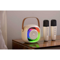 Колонка (C 65432) 2 мікрофони, bluetooth, підсвічування, зміна голосу, type-c, слот для карти пам’яті, aux роз’єм, в коробці