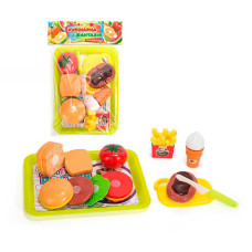 Набір продуктів WToys Кулінарна фантазія (551188) 18 елементів, на липучках, дошка для нарізки, ніж, піднос