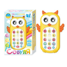 Телефон совуля Wtoys (40054) озвуч українською мовою, звук, підсвічування, пісні, загадки, скоромовки, дзвінок, цифри, прорізувач, в коробці