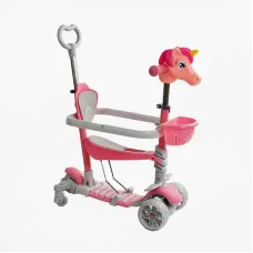 Самокат 5в1 P-63700 (1) Best Scooter, з ДОП. КОЛЕСАМИ, захисний бампер, PU колеса зі світлом, в коробці