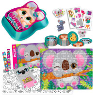 Набір Vladi Toys (vt 8080-12) для творчості Bunny surprise темно-рожевий , пазли, 50 карток, наліпки, іграшка на пальчик, блокнот, в коробці