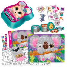 Набір Vladi Toys (vt 8080-12) для творчості Bunny surprise темно-рожевий , пазли, 50 карток, наліпки, іграшка на пальчик, блокнот, в коробці