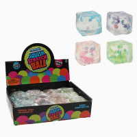 Игра антистресс (C 68820) цена за 12 штук в блоке, кубик, размер 5х5х5 см, гелевое наполнение, блестки, в коробке