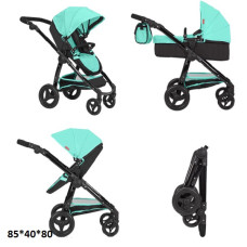 Коляска для ляльки 2в1 Carrello ULTRA (регульована ручка, сумка) 9696 GREEN Зелена